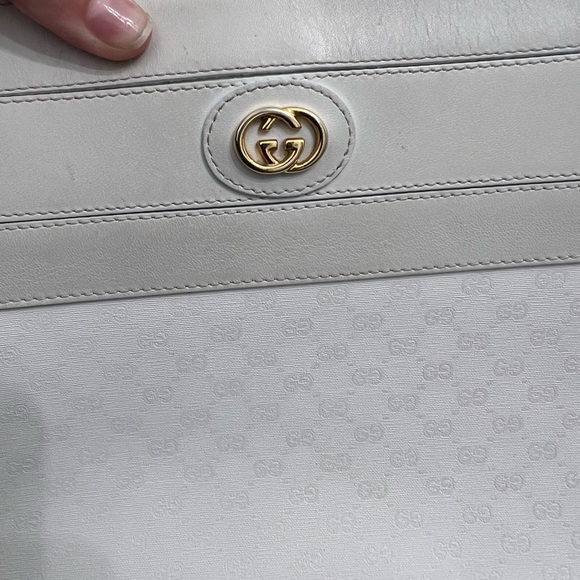 White leather logo gucci shoulder bag purse - Picture 8 of 11